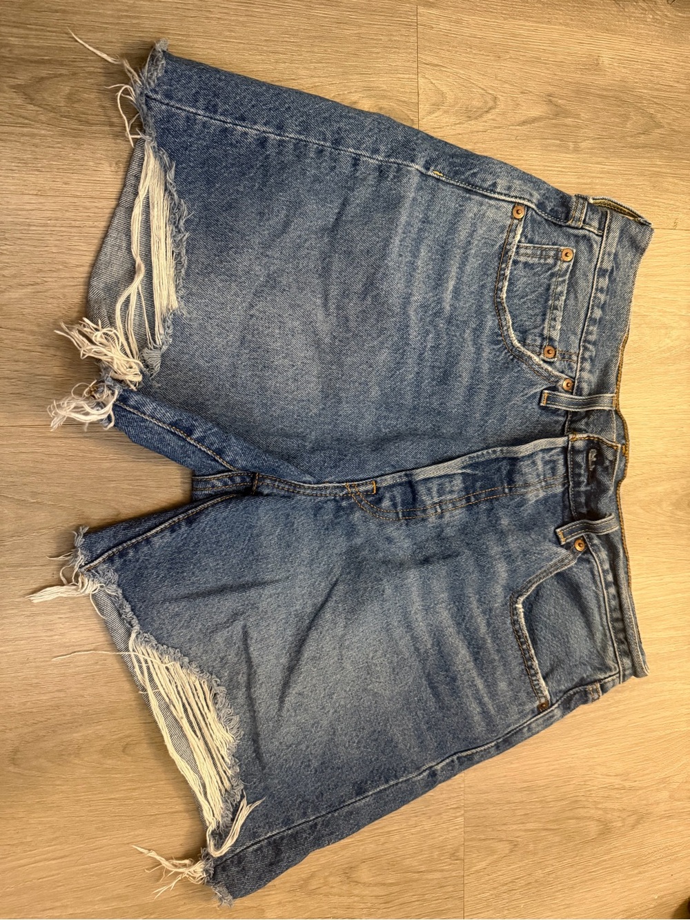 Levi High-Rise Distressed Denim Shorts